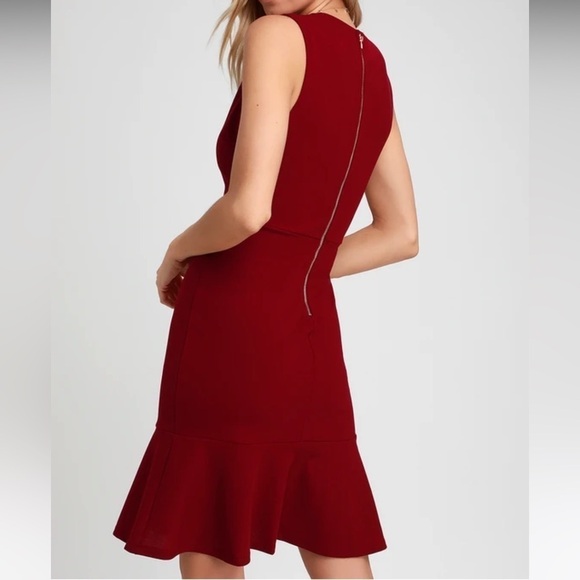 Lulus Sleeveless Dashing Dame Wine Red Sleeveless Flounce Dress size S - Picture 2 of 9